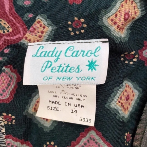 80s 90s Jacket Open Front Multicolor Print 14 Petite - Picture 7 of 9